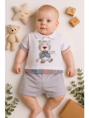 Hazego Gömlek Desenli Erkek Bebek Tulumu