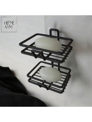 UltraMint Yapışkanlı 2'li Set Metal Sabunluk, Banyo ve Mutfak Için Şık Tasarım