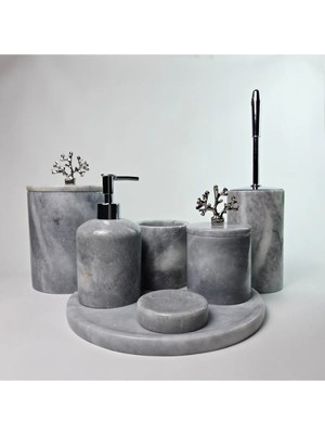 UltraMint Şık Gri Mermer 7'li Banyo Seti, Elegant ve Fonksiyonel Tasarım