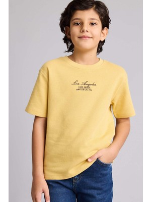 DeFacto %100 Pamuk New Regular Fit Bisiklet Yaka Baskılı Kısa Kollu Tişört Erkek Çocuk G7153A826SM
