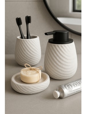 UltraMint Şık 3'lü Banyo Seti, Bej Renkli, Modern Tasarım, Konforlu Kullanım