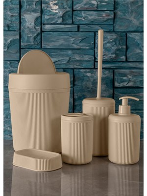 UltraMint 5'li Banyo Seti - Çöp Kovası, Tuvalet Fırçası, Lavabo Takımı ve Aksesuarlar