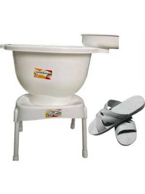 UltraMint Kurun Kurna 4'lü Takım: Tabure, Terlik ve Hamam Tası Seti