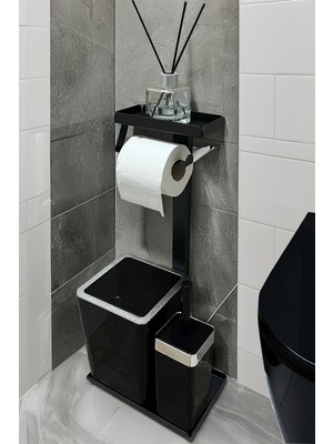 UltraMint 3'ü 1 Arada Banyo Seti, Tuvalet Kağıtlık, Çöp Kovası ve Fırça Takımı