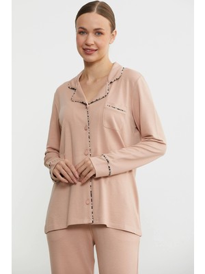 Hazego Sementa 76444 Düz Renk Gömlek Model Pijama Takım