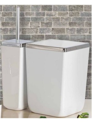 UltraMint Primanova Toskana 2 Parça Banyo Seti Beyaz, Çöp ve Wc Fırçası