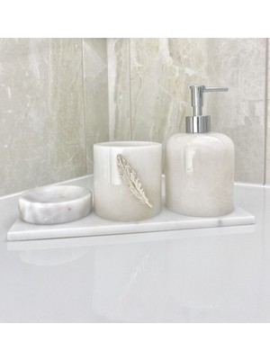 UltraMint Şık Mermer Desenli 4'lü Banyo Seti, Zarif ve Fonksiyonel Tasarım