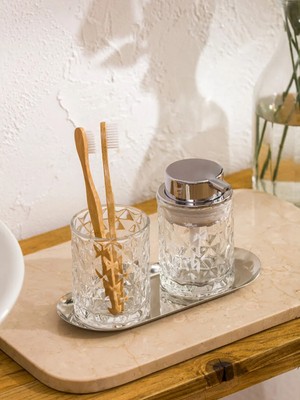 UltraMint Şık Gri Cam Banyo Seti 2’li, Modern ve Zarif Tasarım