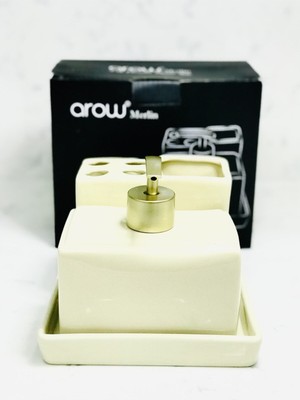 UltraMint Şık ve Zarif Porselen Banyo 4’lü Krem Seti, Şıklığa Davet