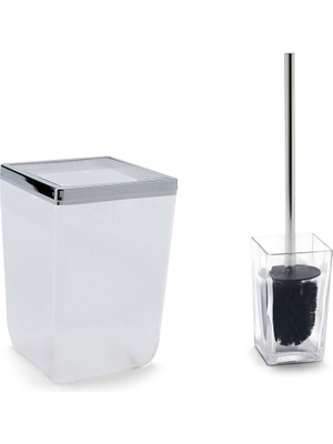 UltraMint Şeffaf Biga Çöp Kovası ve Tuvalet Fırçası Seti, Pratik ve Şık Tasarım