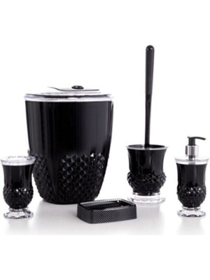 UltraMint Siyah 5'li Akrilik Prizma Banyo Seti Gümüş Kaplama