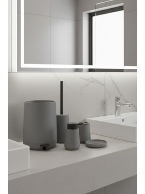 UltraMint Yumuşak Dokulu Gri 5 Parça Akrilik Banyo Seti, Şıklık ve Konfor Sunar
