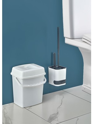 UltraMint 2’li Banyo Seti, Pis Su Hazneli Tuvalet Fırçası ve Çöp Kovası