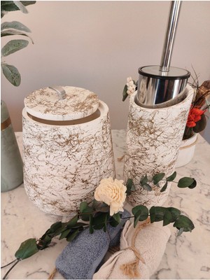 UltraMint 4 Parça Beton Efektli Banyo Seti, Şık ve Modern Tasarım