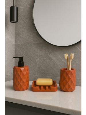 UltraMint Bohem Tarz 3 Parça Banyo Seti Elmas Desenli Sıvı ve Katı Sabunlukları