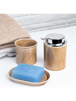 UltraMint 3'lü Porselen Banyo Seti, Şık ve Kullanışlı Banyo Aksesuarları