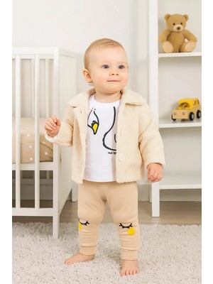 Hazego Peluş Hırkalı 3 Lü Kız Bebek Takım