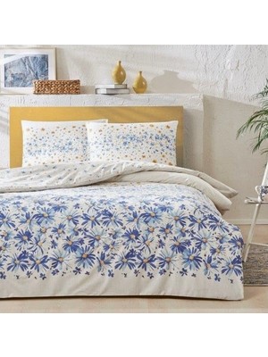 Braventa Collection Caroline Desenli Pamuk Nevresim Takımı, Mavi, Tek Kişilik