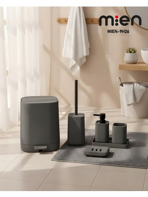 UltraMint Şık ve Modern 5 Parça Gri Banyo Seti, Fonksiyonel ve Kullanışlı Tasarım