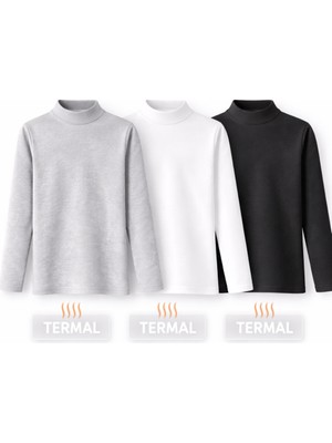 Mini Kanka Çocuk 3’lü Termal Boğazlı Uzun Kollu Tişört – Isı Tutan, Esnek Kumaş, Kışlık Içlik Seti