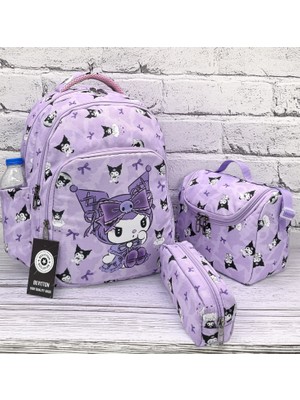ilk Okul Çantası 3'lü Seti ilkokul Çantası Karakter Desenli Takım Kız Çocuğu Lila