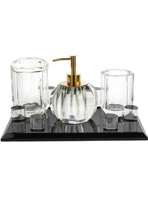 UltraMint Siyah 4 Parça Banyo Seti, 30X21CM, Şık ve Kullanışlı Tasarım