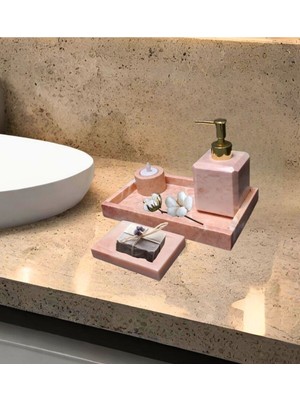 UltraMint Şık Mermer Banyo Lavabo Seti, Tepsi, Sabunluk ve Mumluk ile Zarif Dekorasyon