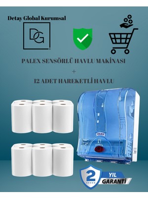 UltraMint Sensörlü Havlu Makinesi ve 24 Rulo Çift Katlı Hareketli Peçete Seti