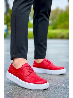 Zapatos CH149 Changer Over Erkek Günlük Bağcıklı Cilt Klasik Ayakkabı Cbt - Kırmızı