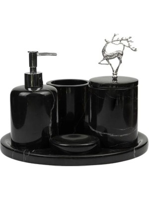 UltraMint Şık ve Detaylı 5 Parça Mermer Banyo Seti Takımı, Zarif Tasarım