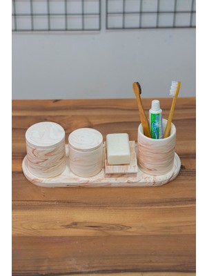 UltraMint Banyo Seti, Tepsili Diş Fırçalık, Diş Macunluk, Pamukluk ve Sabunluk