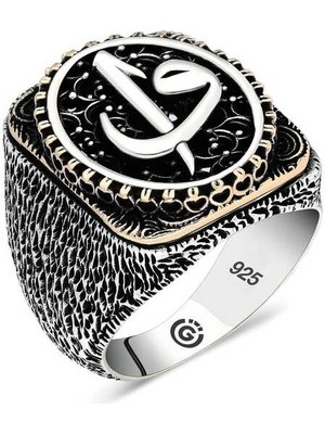 Fumeyabi Gümüş Elif Vav Oval Erkek Yüzük