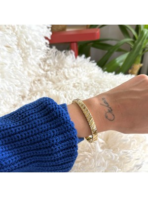 Alice İsstanbul Çelik Sıralı Taşlı Kelepçe