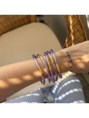 Alice İsstanbul Mor Plastik Simli Bilezik Seti