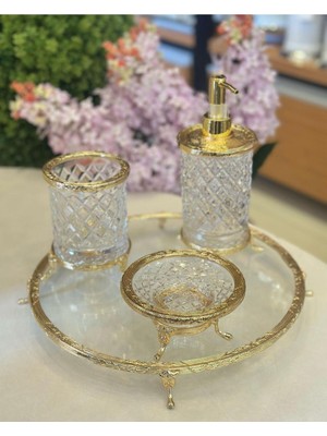 UltraMint Gold Renkli Şeffaf Cam Banyo Seti, Şıklık ve Fonksiyonellik Bir Arada