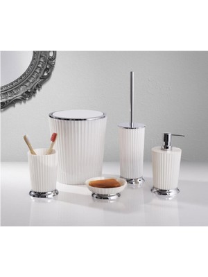 UltraMint Nely Banyo Seti Beyaz Kromür, Şık ve Pratik Banyo Aksesuarları