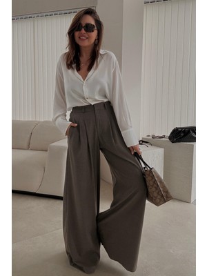 Et Toprak Rengi Geniş Paça Pantolon