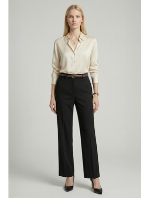 Rays 8399A Ön Pileli Kemerli Pantolon Siyah