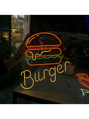 Neonled Burger 2 (Hamburger) Neon LED Figür & Yazı Dekoratif Aydınlatma