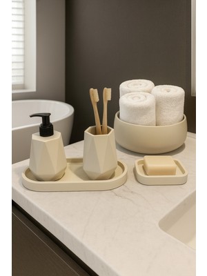 UltraMint Modern 5 Parça Geometrik Banyo Seti, Şık ve Fonksiyonel Tasarım