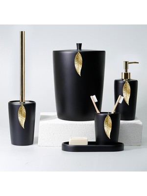 UltraMint Şık Siyah ve Altın Renkli Modern Banyo Seti