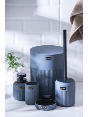 UltraMint Şık Gri 5 Parça Banyo Seti, Modern ve Zarif Tasarım