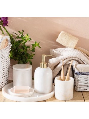 UltraMint Şık Mermer Banyo Seti 5'li, Modern ve Zarif Tasarım