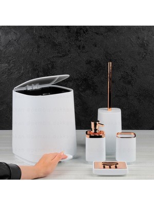 UltraMint 5'li Amara Banyo Seti, Siyah ve Beyaz Akrilik, Şık ve Kullanışlı Takım