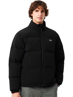 Lacoste Relaxed Fit Down Fill Mens Jacket Gizlenebilir Kapüşonlu Rahat Kesim Suya Dayanıklı Erkek Kaz Tüyü Mont Siyah