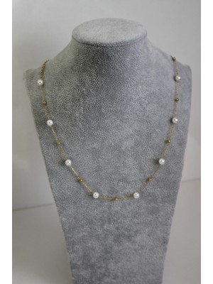 Luciaonline 316L Çelik Kadın Kolye – Altın Kaplama Inci ve Boncuk Detaylı Minimal Tasarım