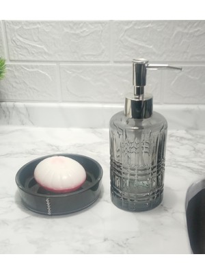 UltraMint Modern 2'li Sıvı Sabunluk Seti Gri ve Siyah Renkli, Şık ve Kullanışlı