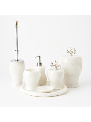 UltraMint Şık Beyaz Mermer Banyo Seti, 7 Parça, Klasik Tasarım
