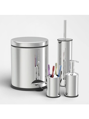 UltraMint Modern Paslanmaz Banyo Seti, 4 Parça, Şık ve Dayanıklı Tasarım