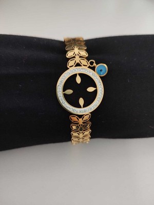 TrendyX Zeytin Yapraklı Çeyreklik Kelepçe - Çelik Bej